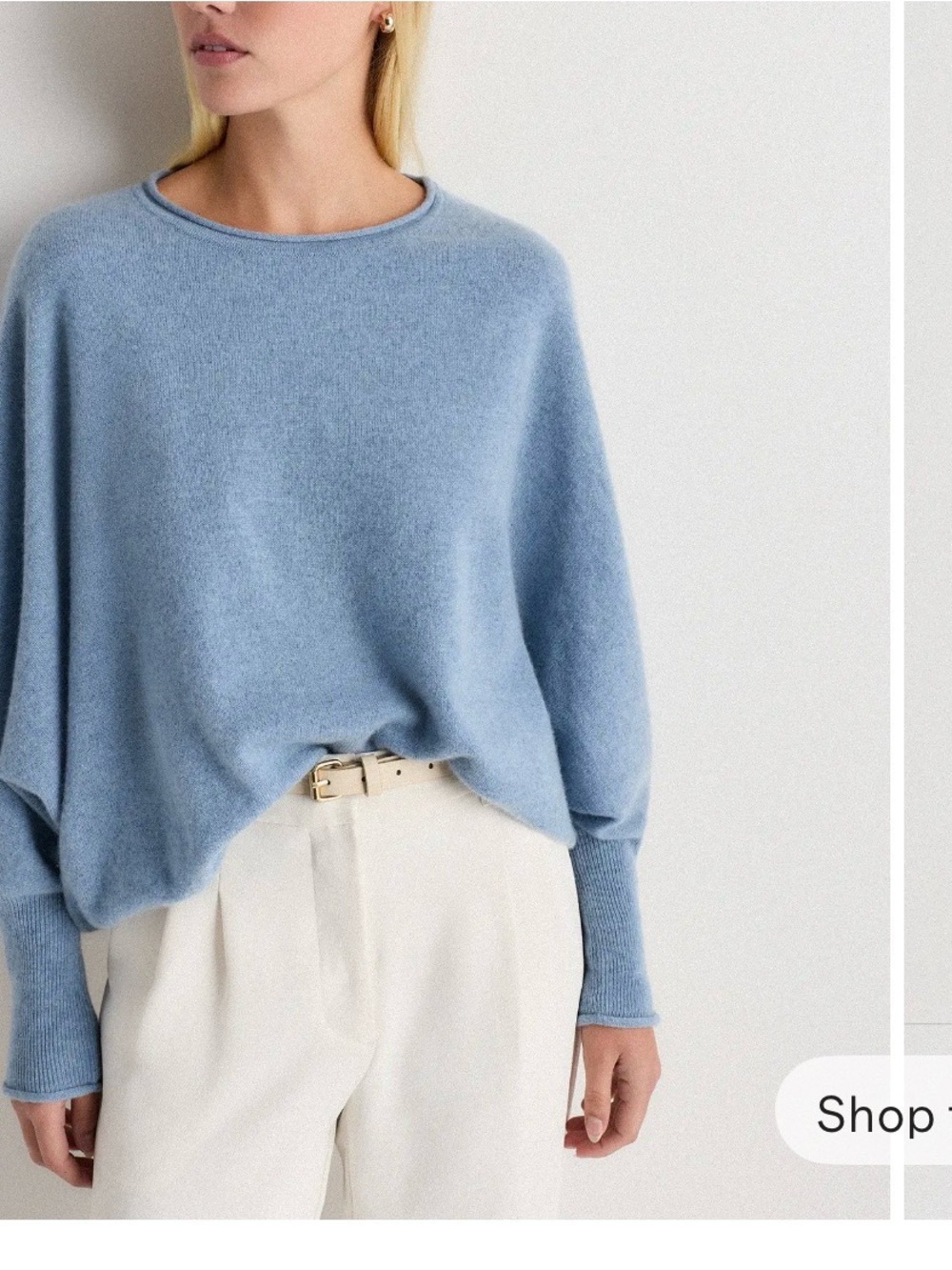 Quince Light Blue Cashmere Batwing Sweater